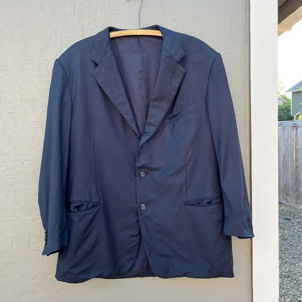Ermenegildo Zegna 3 Button Off Black Wool Blazer